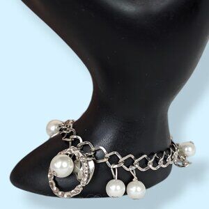 (2/$20) Faux Pearl & Metal Dangle Bracelet